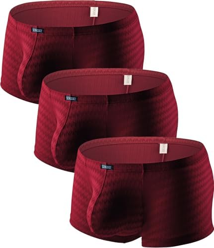 Big Pouch Boxer Briefs Shinning Shorts • Wine • 3-pack