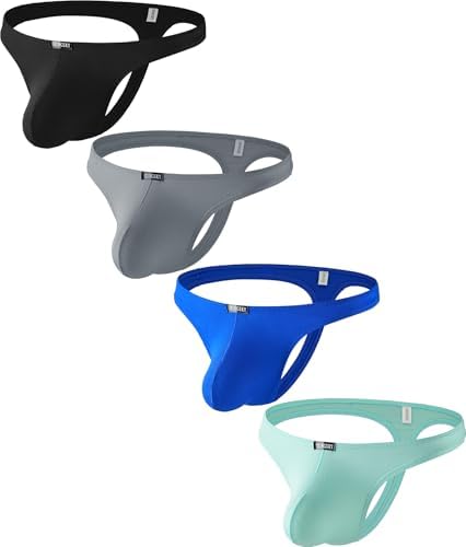 Big Pouch Thong Low Rise • Black+Grey+Blue+Green • 1-pack