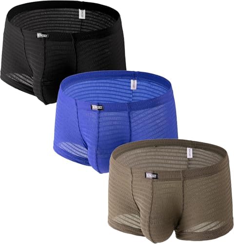 Boxer Briefs Pouch Shorts Stretch • Black+Blue+Green • 1-pack