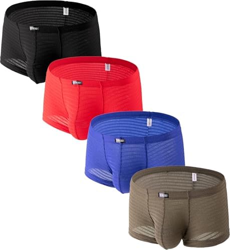 Boxer Briefs Pouch Shorts Stretch • Black+Blue+Red+Green • 1-pack