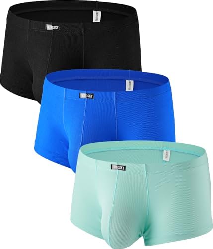 Bulge Boxer Briefs Shorts Low • Black+Blue+Green • 1-pack