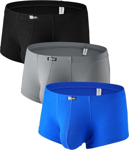 Bulge Boxer Briefs Shorts Low • Black+Grey+Blue • 1-pack