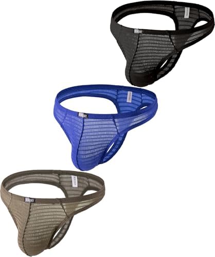 Bulge Thong Swimming T-back • Black+Blue+Green • 1-pack
