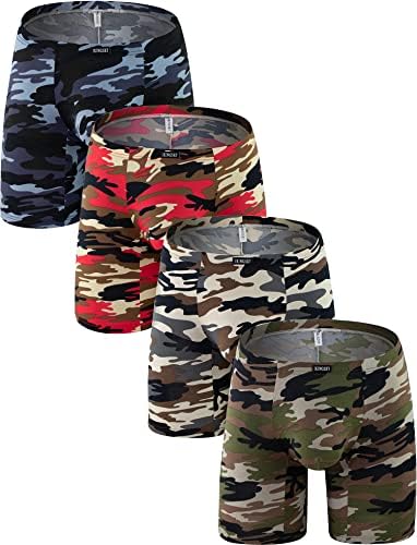 Camouflage Long Leg Boxer Briefs Bulge • 4-pack