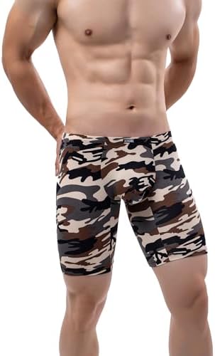 Camouflage Long Leg Boxer Briefs Bulge • Grey • 4-pack