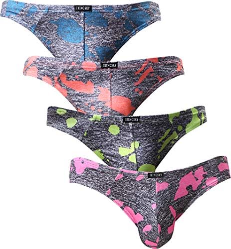 Camouflage Thong Low Rise T-back • Orange+Lemon+Pink+Blue • 4-pack