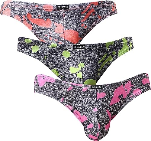 Camouflage Thong Low Rise T-back • Pink+Lemon+Orange • 3-pack