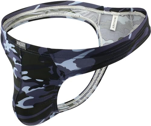 Camouflage Thong Soft Stretch T-back • Blue • 4-pack