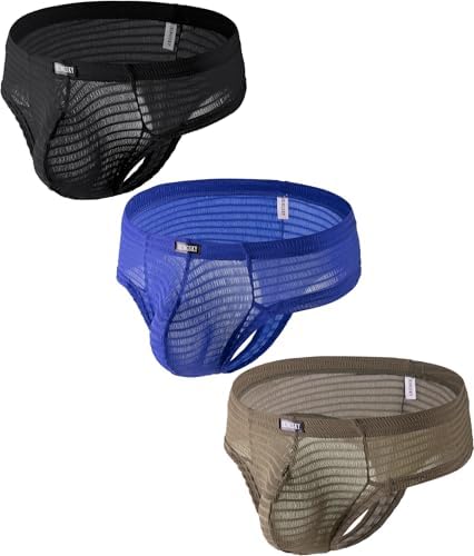 Cheeky Boxer Briefs Brazilian Back • Black+Blue+Green • 1-pack