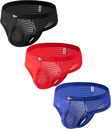 Cheeky Boxer Briefs Brazilian Back • Black+Blue+Red • 1-pack