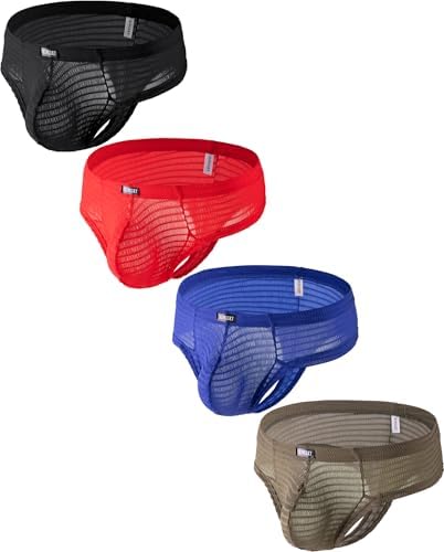 Cheeky Boxer Briefs Brazilian Back • Black+Blue+Red+Green • 1-pack