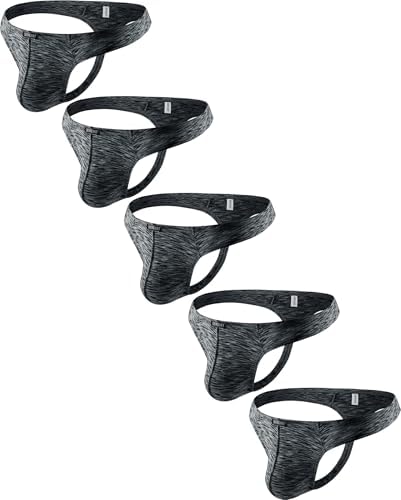 Colorful Thong Quick-dry T-back Bulge • Black • 5-pack