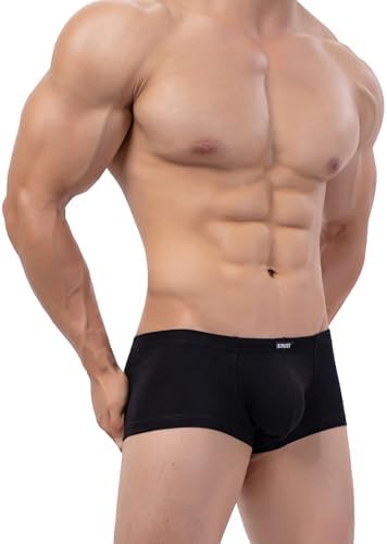 Cotton Bulge Boxer Briefs Pouch Shorts • Black • 6-pack