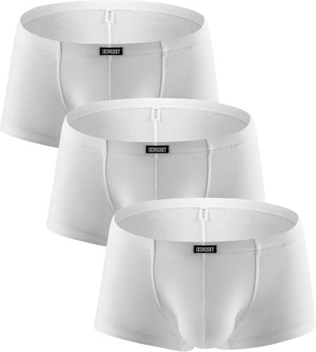 Cotton Bulge Boxer Briefs Pouch Shorts • White • 3-pack