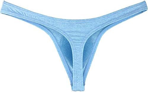 Cotton Thong Big Pouch T-Back • Light Blue • 1-pack
