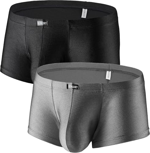 High Stretch Boxer Briefs Bulge Shorts • Black+Grey