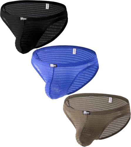 Lace Pouch Briefs Bulge • Black+Blue+Green • 1-pack