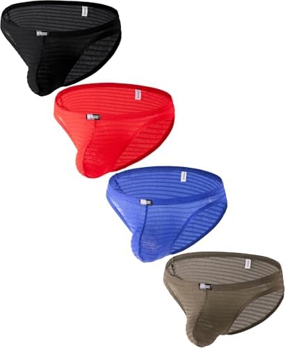 Lace Pouch Briefs Bulge • Black+Blue+Red+Green • 1-pack