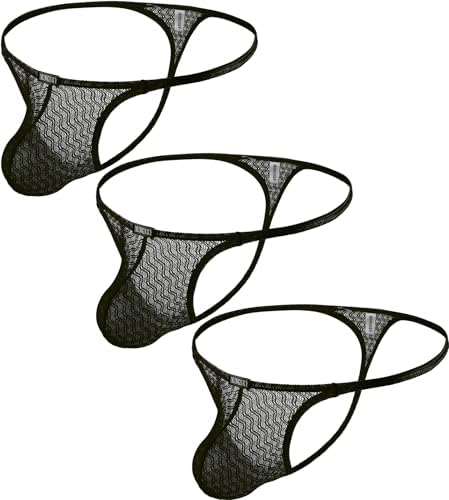 Lace See Through G-String Soft • Black • 3-pack
