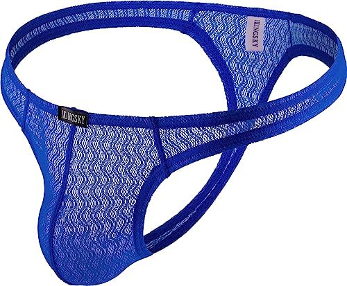 Lace See Through Thong Bulge T-back • Blue • 3-pack