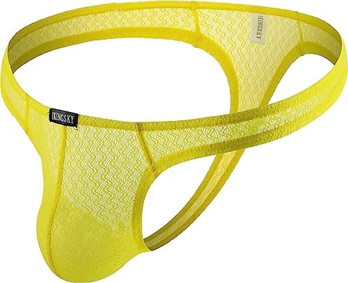 Lace See Through Thong Bulge T-back • Yellow • 3-pack