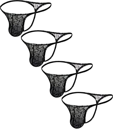 Lace See Throught G-String Low • Black • 4 Pack
