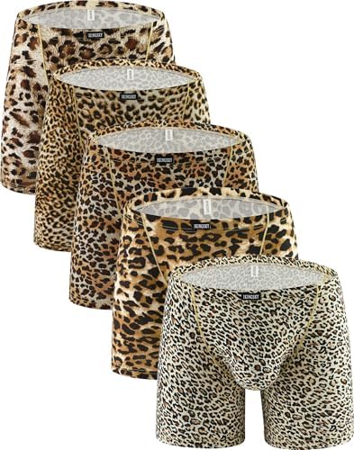 Leopard Long Leg Boxer Pouch Trunks • 5-pack