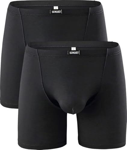 Long Leg Boxer Briefs Seamless Front • Black • 2-pack