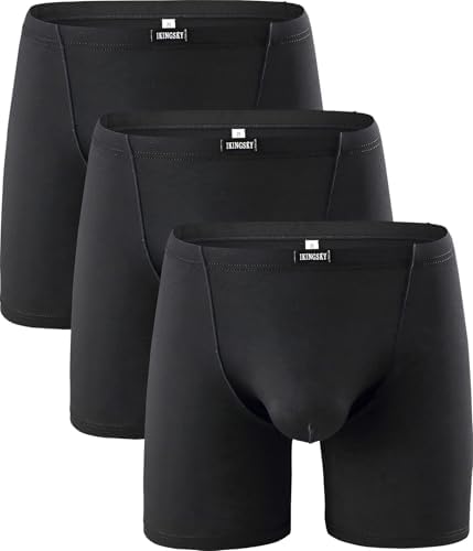 Long Leg Boxer Briefs Seamless Front • Black • 3-pack