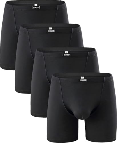 Long Leg Boxer Briefs Seamless Front • Black • 4-pack