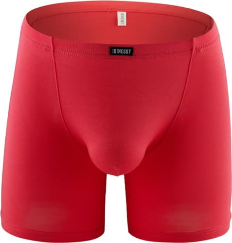 Modal Long Leg Boxer Briefs Soft Bulge • Red • 4-pack