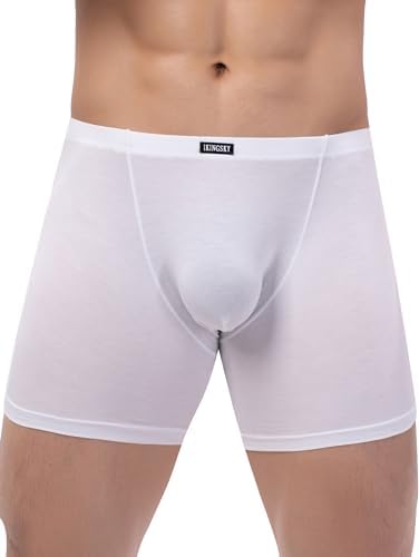 Modal Long Leg Boxer Briefs Soft Bulge • White • 4-pack