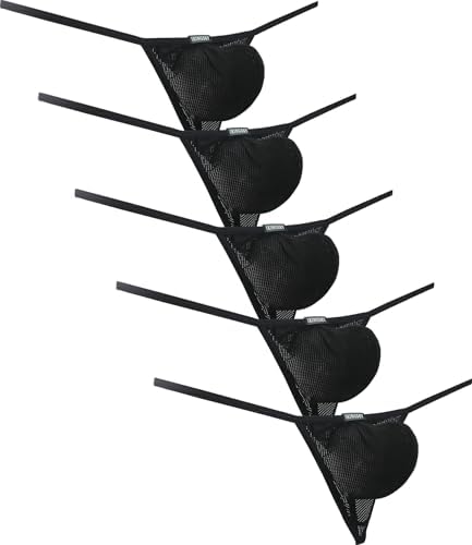 Pouch G-string Low Rise Thong • Black • 5-pack