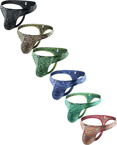 Quick-dry Bulge Thong Colorful T-back Stretch • 6-pack