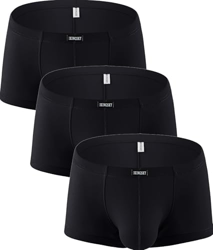 Silky Boxer Briefs Soft Bulge Shorts • Black • 3-pack