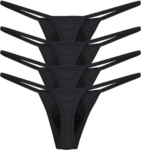 Soft Pouch String Thong Low • Black • 4-pack